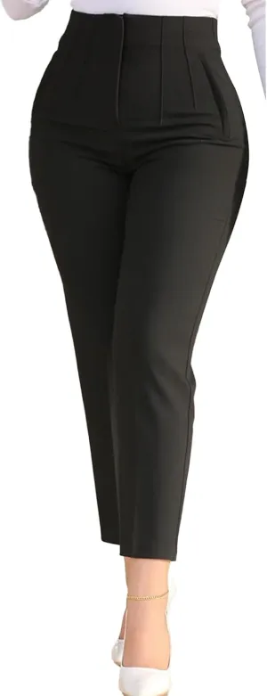 Sexyshine Women's Pleated High Waist Blazer Pants Straight Leg Loose Fit Business Work Office Lady Trousers with Pocket