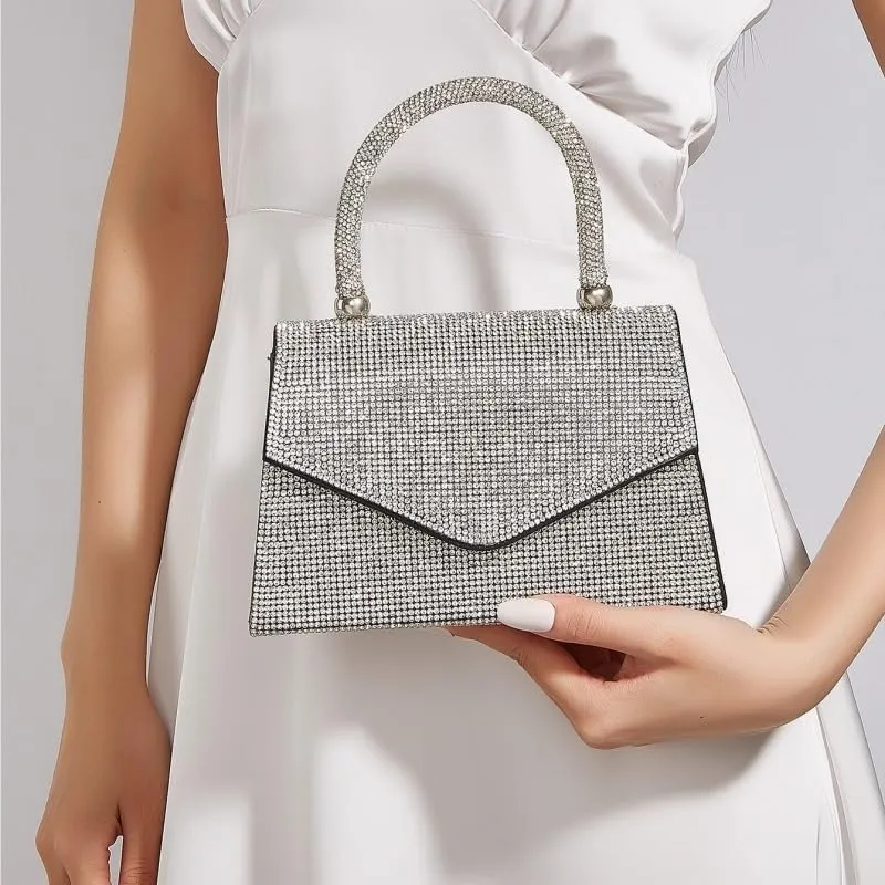 Silver Rhinestones Evening Bag Women's Versatile Clutch Purses