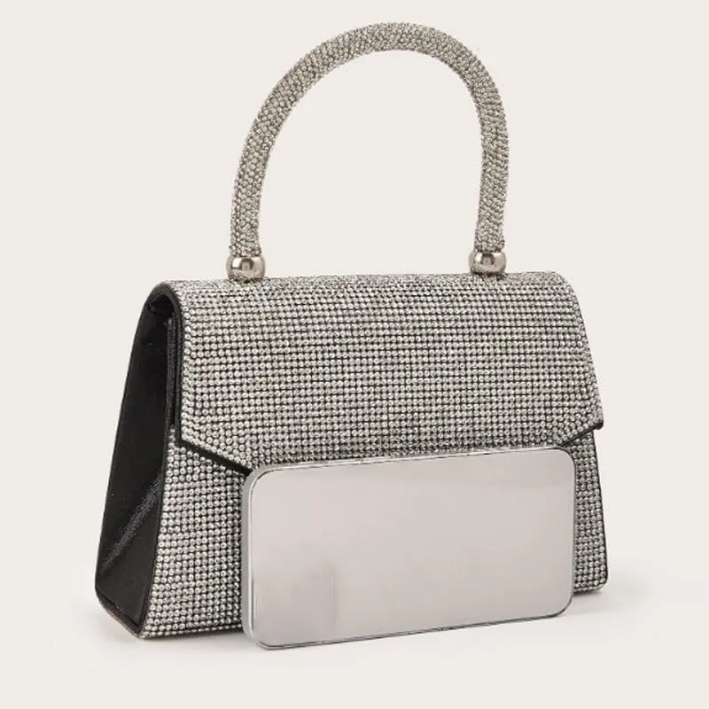 Silver Rhinestones Evening Bag Women's Versatile Clutch Purses