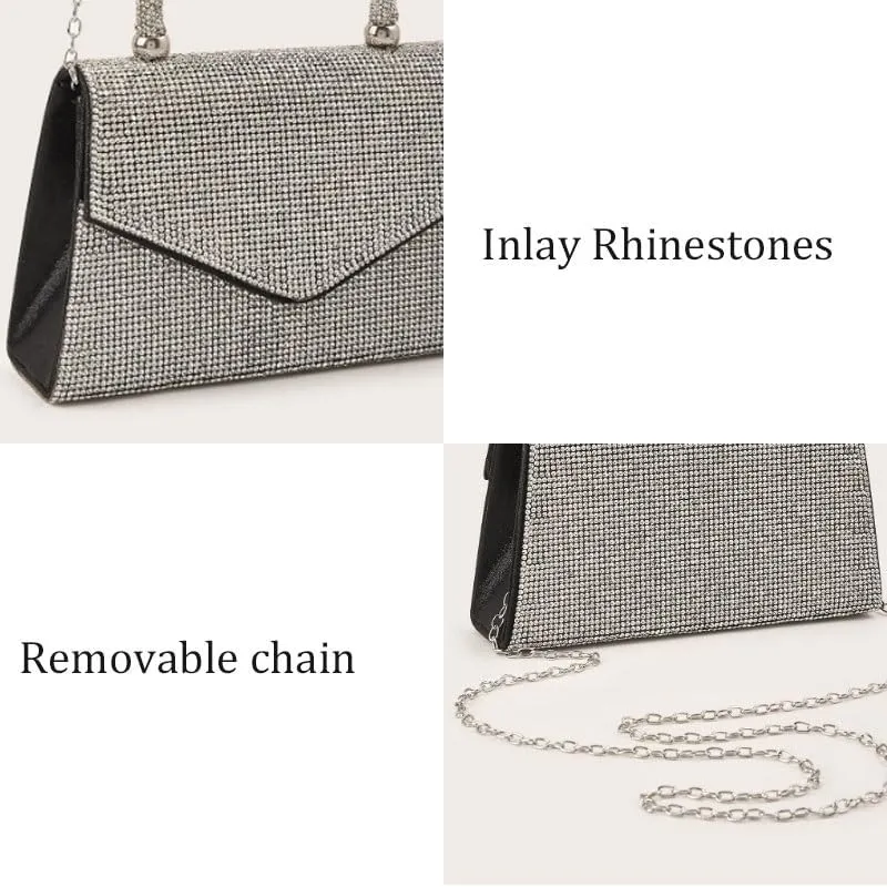 Silver Rhinestones Evening Bag Women's Versatile Clutch Purses