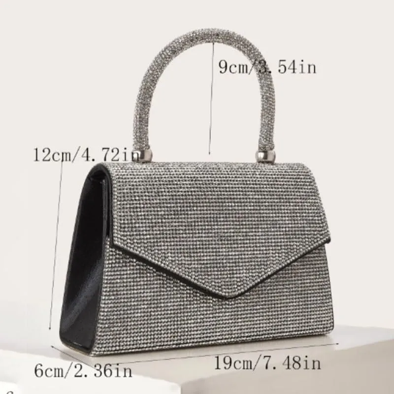 Silver Rhinestones Evening Bag Women's Versatile Clutch Purses
