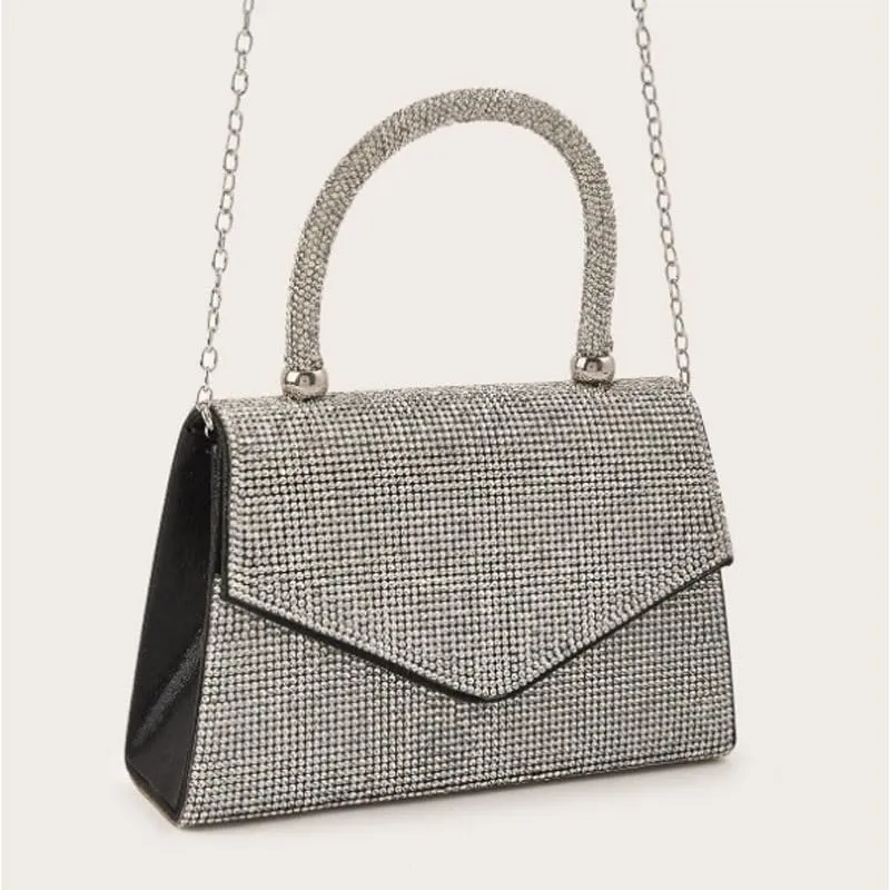 Silver Rhinestones Evening Bag Women's Versatile Clutch Purses