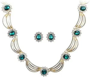 Sither Party Jewelry Set for Women Fashion Crystal Necklace Earrings Jewelry Set for Prom Wedding Dress