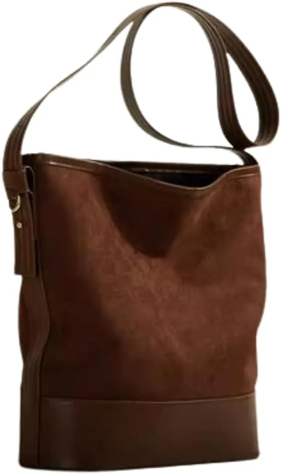 Slouchy Suede Boho Bucket Bag Women Corduroy Satchels Crescent Shoulder Bag Crossbody Purse Top-handle Tote Handbag 2024