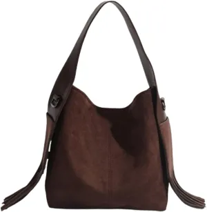 Slouchy Suede Bucket Bag Women Trendy Corduroy Boho Satchels Shoulder Bag Crossbody Purse Top-handle Tote Handbag 2024