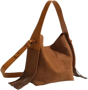Slouchy Suede Bucket Bag Women Trendy Corduroy Boho Satchels Shoulder Bag Crossbody Purse Top-handle Tote Handbag 2024