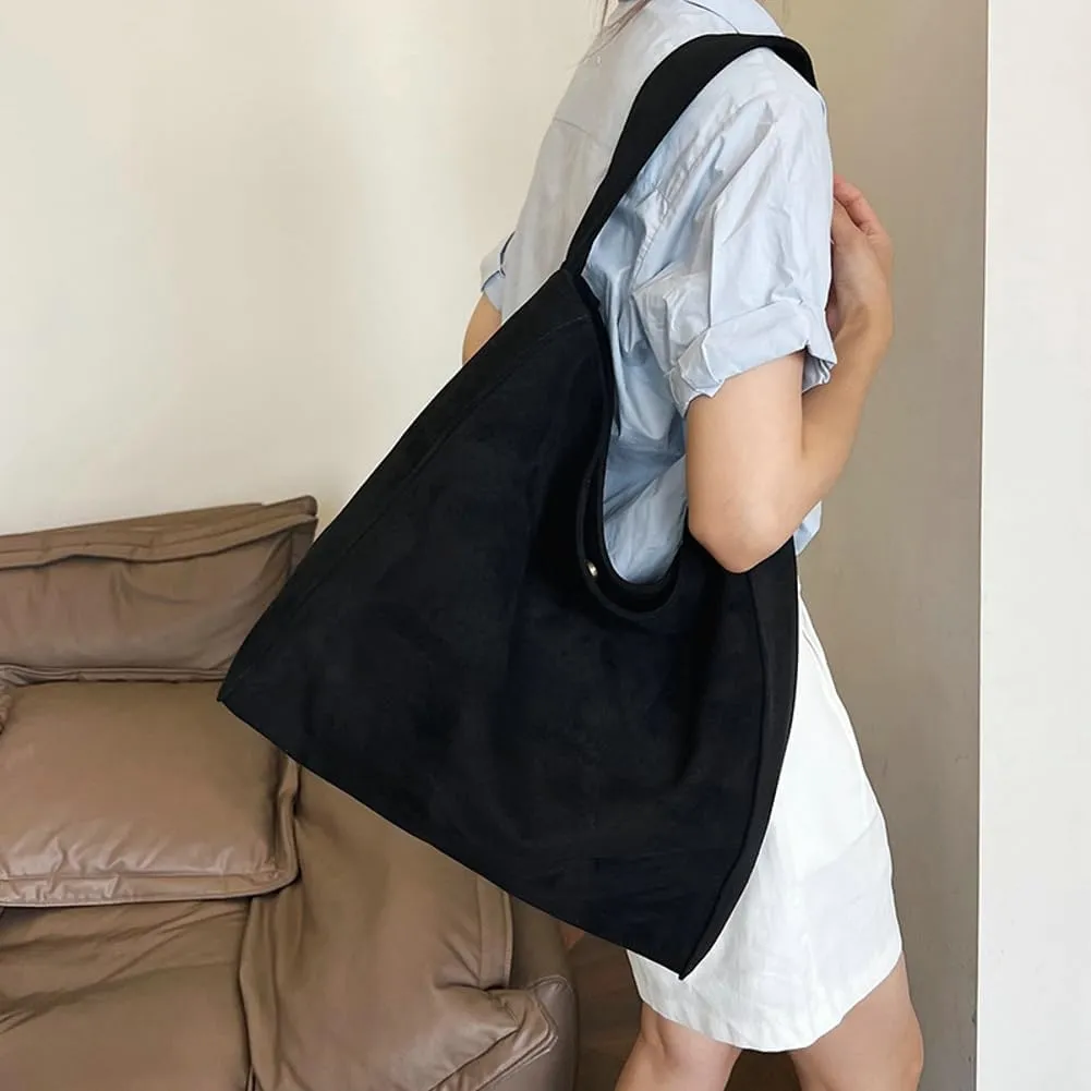 Slouchy Suede Tote Bag Women Trendy Corduroy Boho Satchels Shoulder Bag Crossbody Purse Travel Top-handle Tote Handbag