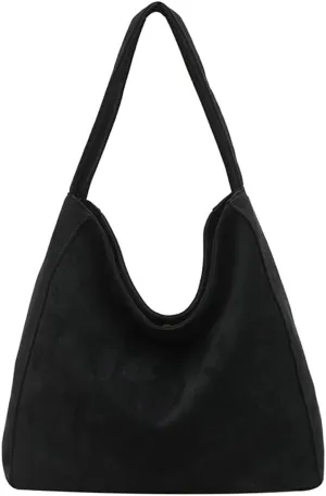 Slouchy Suede Tote Bag Women Trendy Corduroy Boho Satchels Shoulder Bag Crossbody Purse Travel Top-handle Tote Handbag