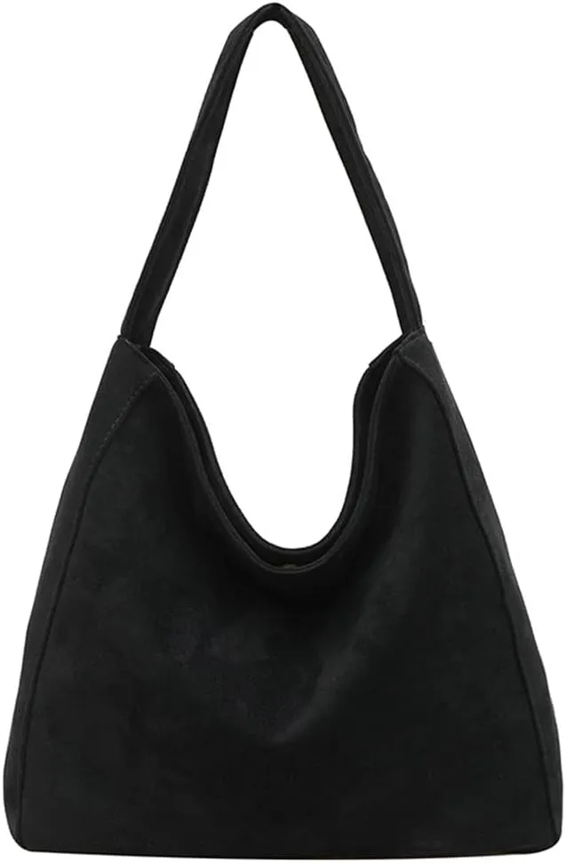Slouchy Suede Tote Bag Women Trendy Corduroy Boho Satchels Shoulder Bag Crossbody Purse Travel Top-handle Tote Handbag