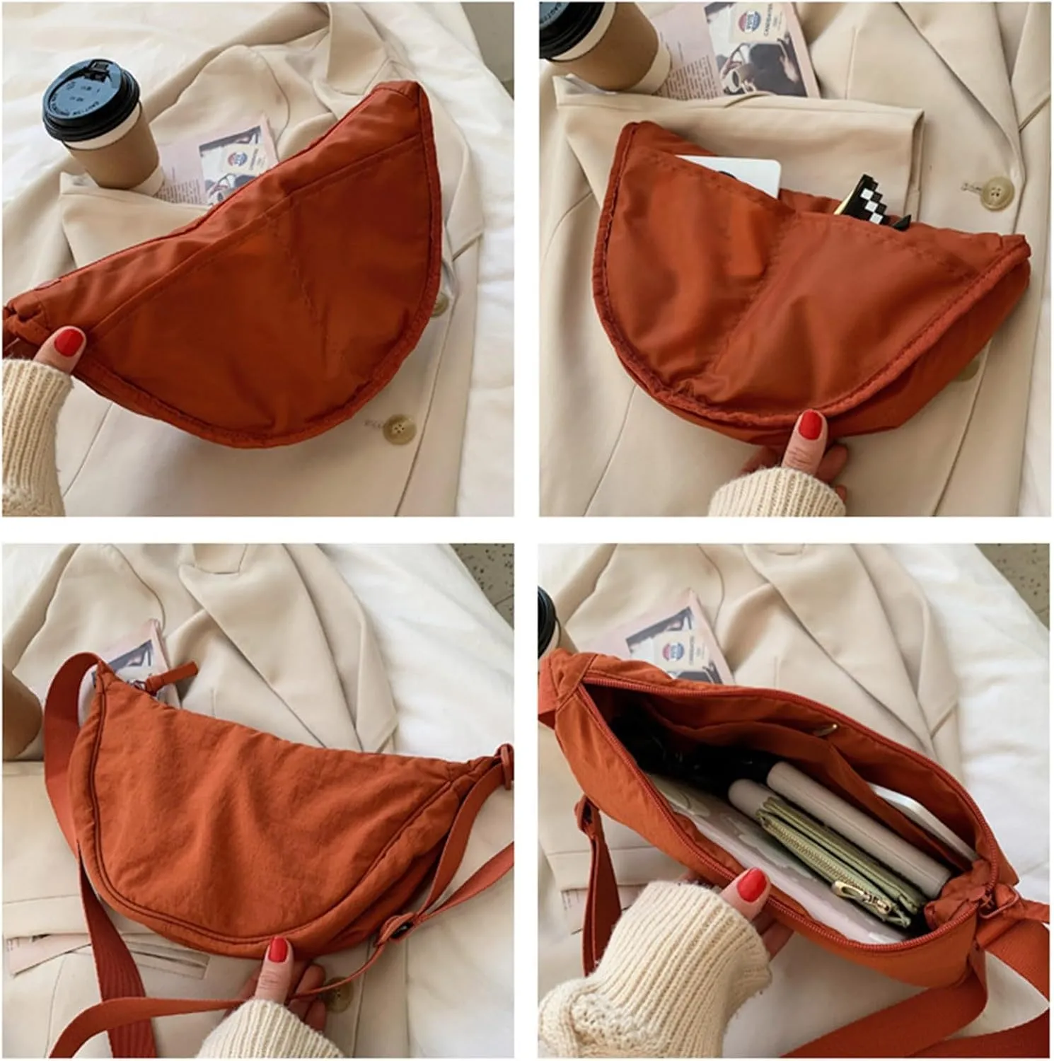 Soft Leather Purses for Women Crossbody Purses and Handbags Lightweight Pocketbook Retro Clutch Underarm Purse(Red)