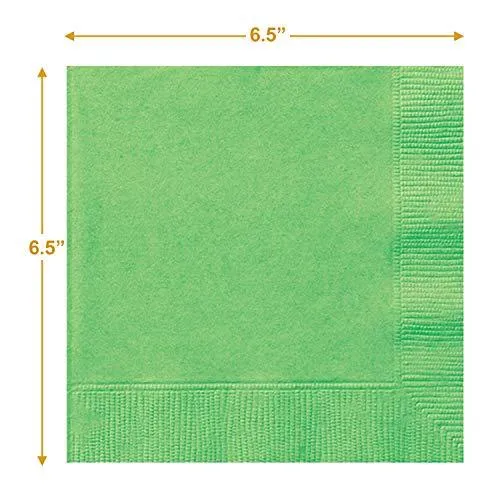 Solid Lime Green Paper Dinner Plates and Luncheon Napkins, Green Party Supplies and Table Decorations (Serves 16)