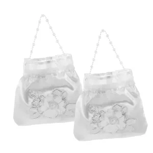 Sosoport 2pcs Bridal Pouches Drawstring Wedding Favor Bags Bridal Handbag Jewelry Pouch for Wedding Day
