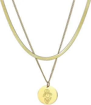 Stainless Steel Jewelry Monthly Flower Variety Necklace For Women Gold Color Layer Necklace Jewelry Party Gifts