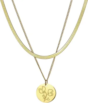 Stainless Steel Jewelry Monthly Flower Variety Necklace For Women Gold Color Layer Necklace Jewelry Party Gifts
