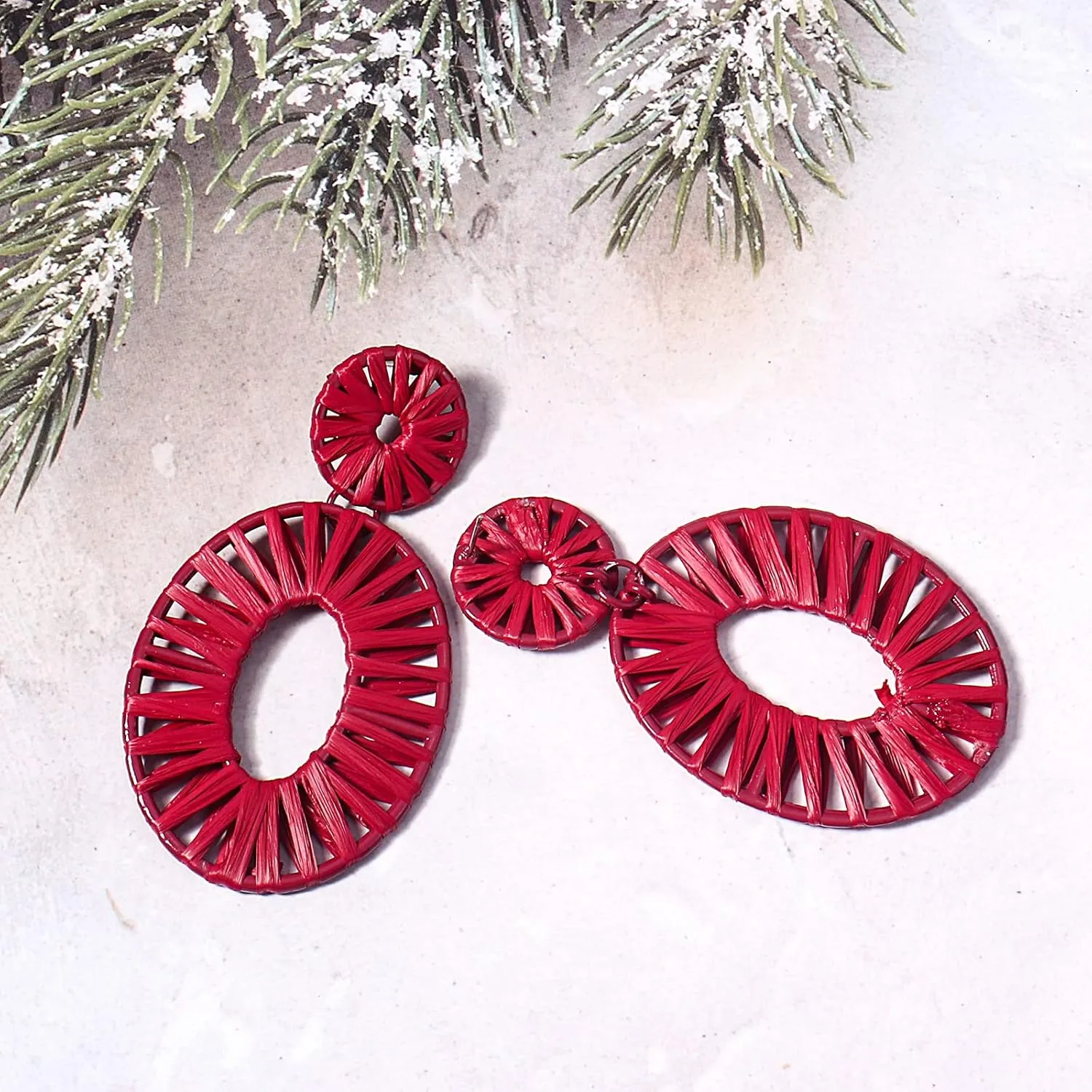 Statement Raffia Earrings Boho Drop Dangle Earrings for Women Handmade Fashion Earring Bohemian Gift Jewelry for Girls