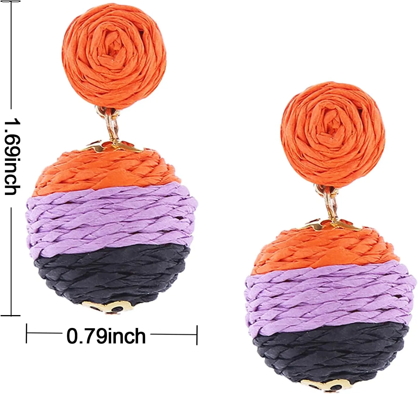 Statement Raffia Earrings for Women Ball Geometric Lantern Ratten Drop Earrings Palm Bohemian Dangle Earrings Summer Tropical Beach Jewelry