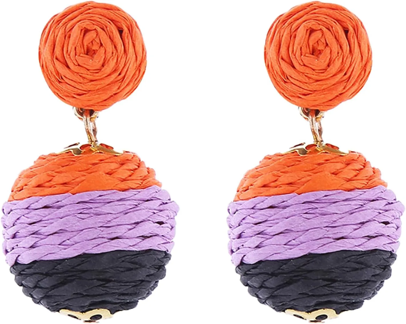 Statement Raffia Earrings for Women Ball Geometric Lantern Ratten Drop Earrings Palm Bohemian Dangle Earrings Summer Tropical Beach Jewelry