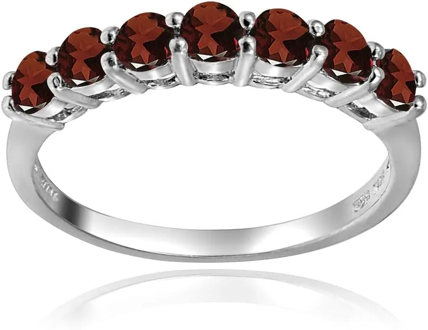 Sterling Silver Gemstone 3mm Thin Half Eternity Band Ring