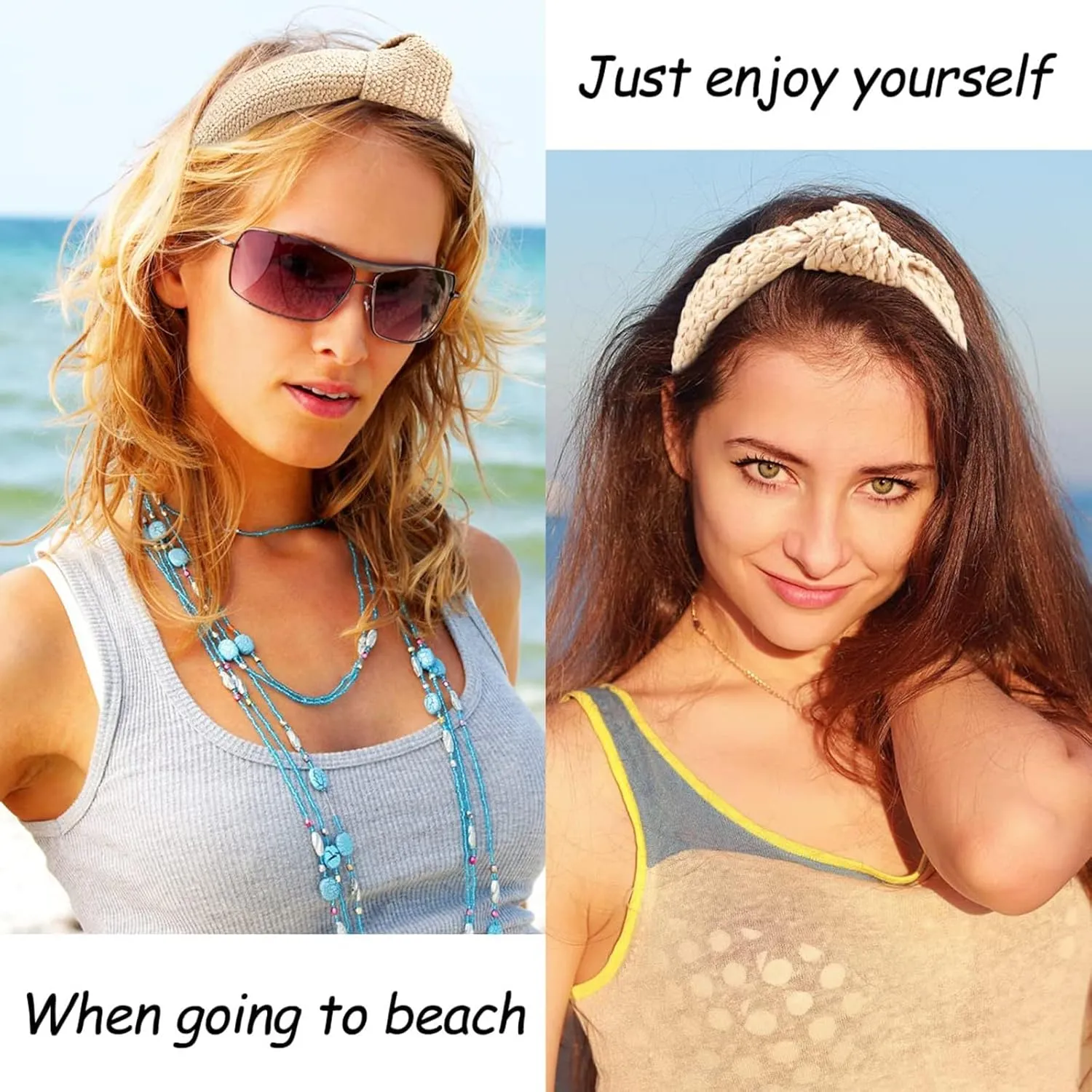 Straw Knotted Headbands for Women Wide Headband for Womens Hair Summer Beach Rattan Knot Headband Women Fashion Head Band For Beach Vacation Hair Accessories For Women