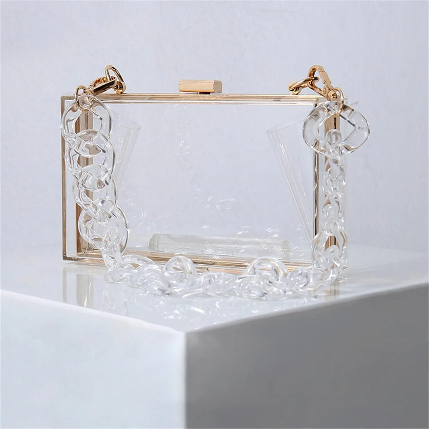 Stylish Clear Evening Bag Handbag for Makeup and Small Items at Formal Occasions