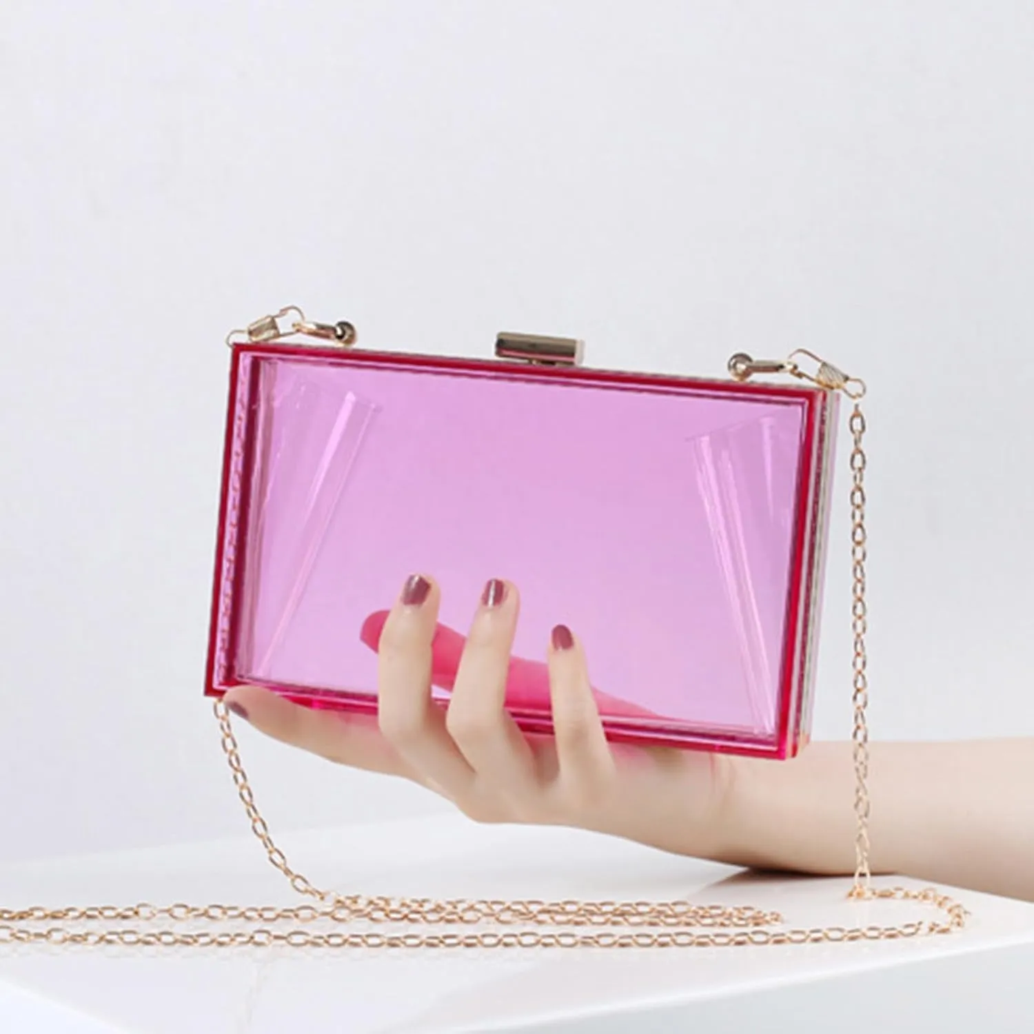 Stylish Clear Evening Bag Handbag for Makeup and Small Items at Formal Occasions