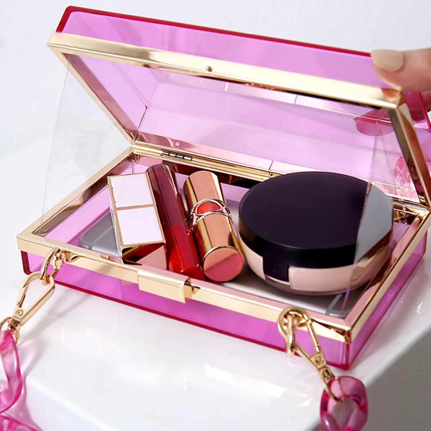 Stylish Clear Evening Bag Handbag for Makeup and Small Items at Formal Occasions