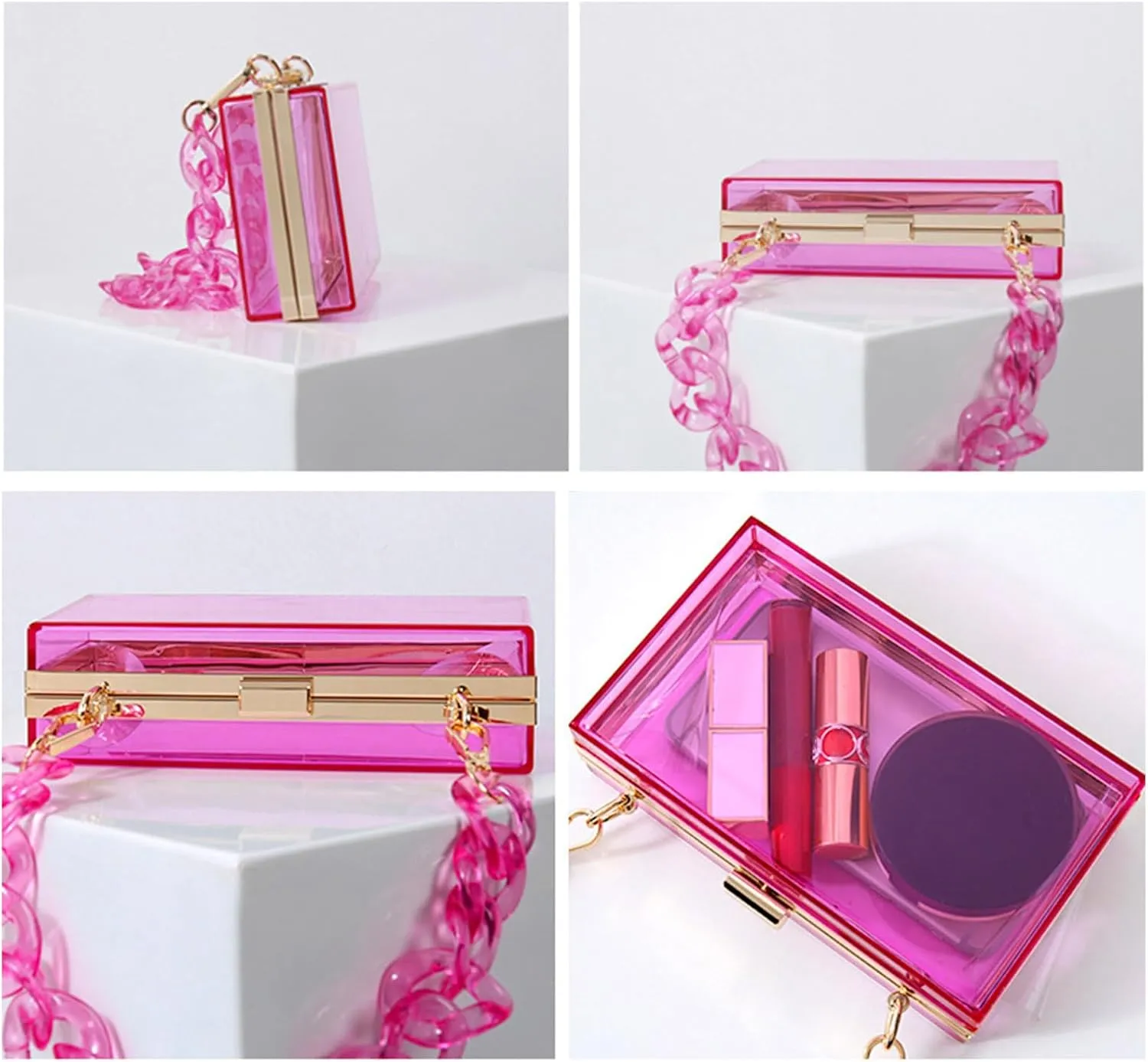 Stylish Clear Evening Bag Handbag for Makeup and Small Items at Formal Occasions