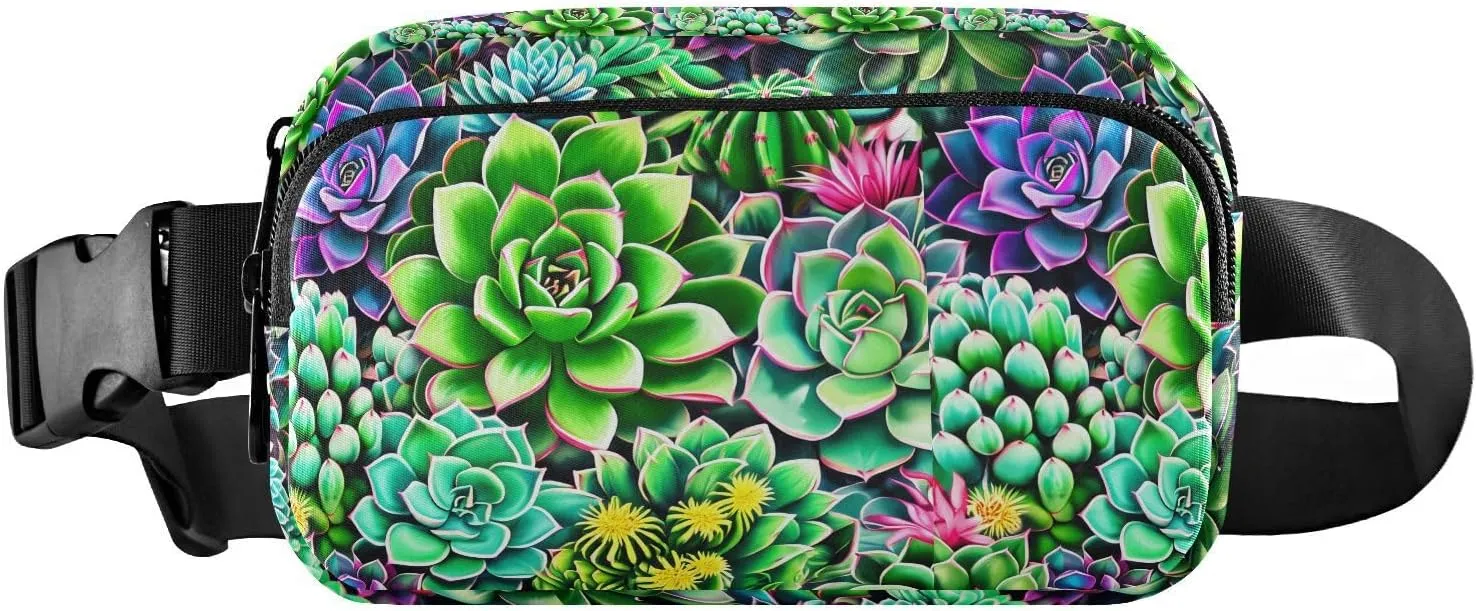 Succulents Cactus Plant Vibrant Fanny Packs for Women Crossbody Bags Everywhere Belt Bag with Adjustable Strap Fashion Waist Pack for Running Travel Daily