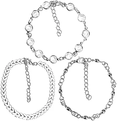 Summer Crystal Anklet Set For Women Beach Foot Jewelry Ankle Bracelet Statement Layered Anklets Boho Party Jewelry (gold)