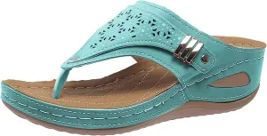 Summer Sandals for Women 2025 Beach Travel Comfortable Orthowalkway Arch Support Hollow Flip Flops Wedge Sandals