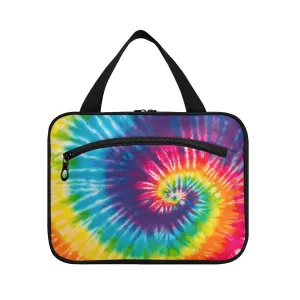 susiyo Chic Colorful Rainbow Tie Dye Toiletry Bags with Hanging Hook Foldable Cosmetic Bag Travel Accessories - Medium