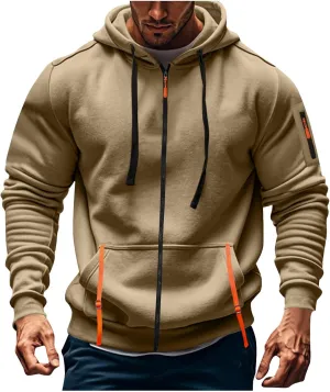 Tactical Hoodie for Men Winter Warm Fleece Jacket Thermal Long Sleeve Hooded Sweatshirt Multi Pockets Coat Outerwear