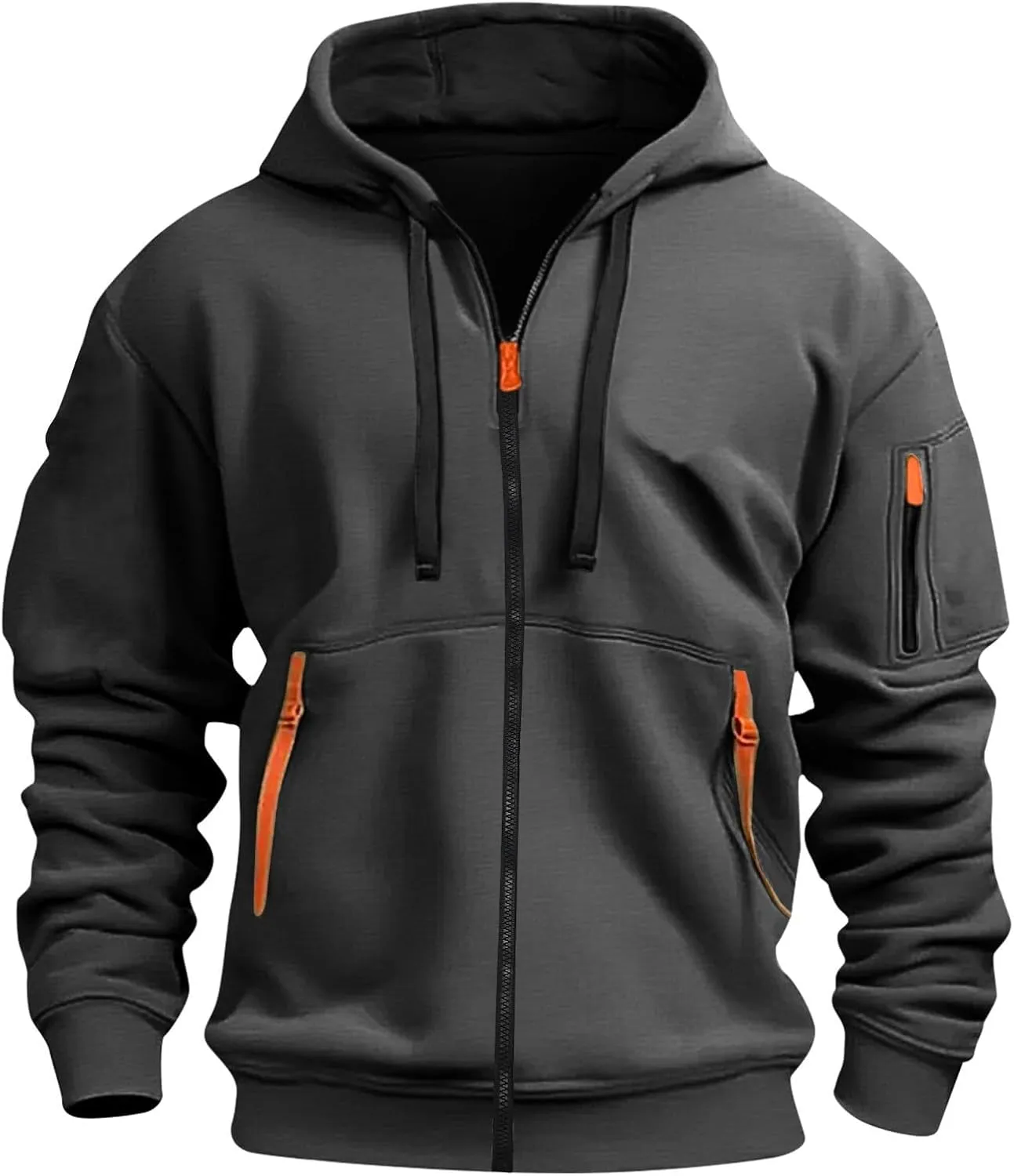 Tactical Hoodie for Men Winter Warm Fleece Jacket Thermal Long Sleeve Hooded Sweatshirt Multi Pockets Coat Outerwear