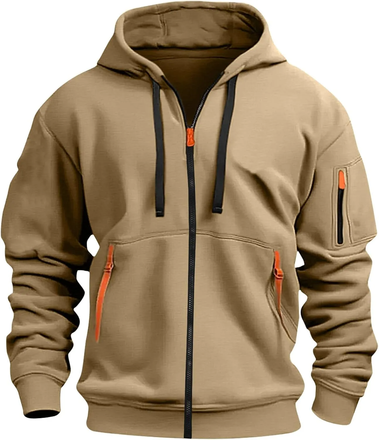 Tactical Hoodie for Men Winter Warm Fleece Jacket Thermal Long Sleeve Hooded Sweatshirt Multi Pockets Coat Outerwear