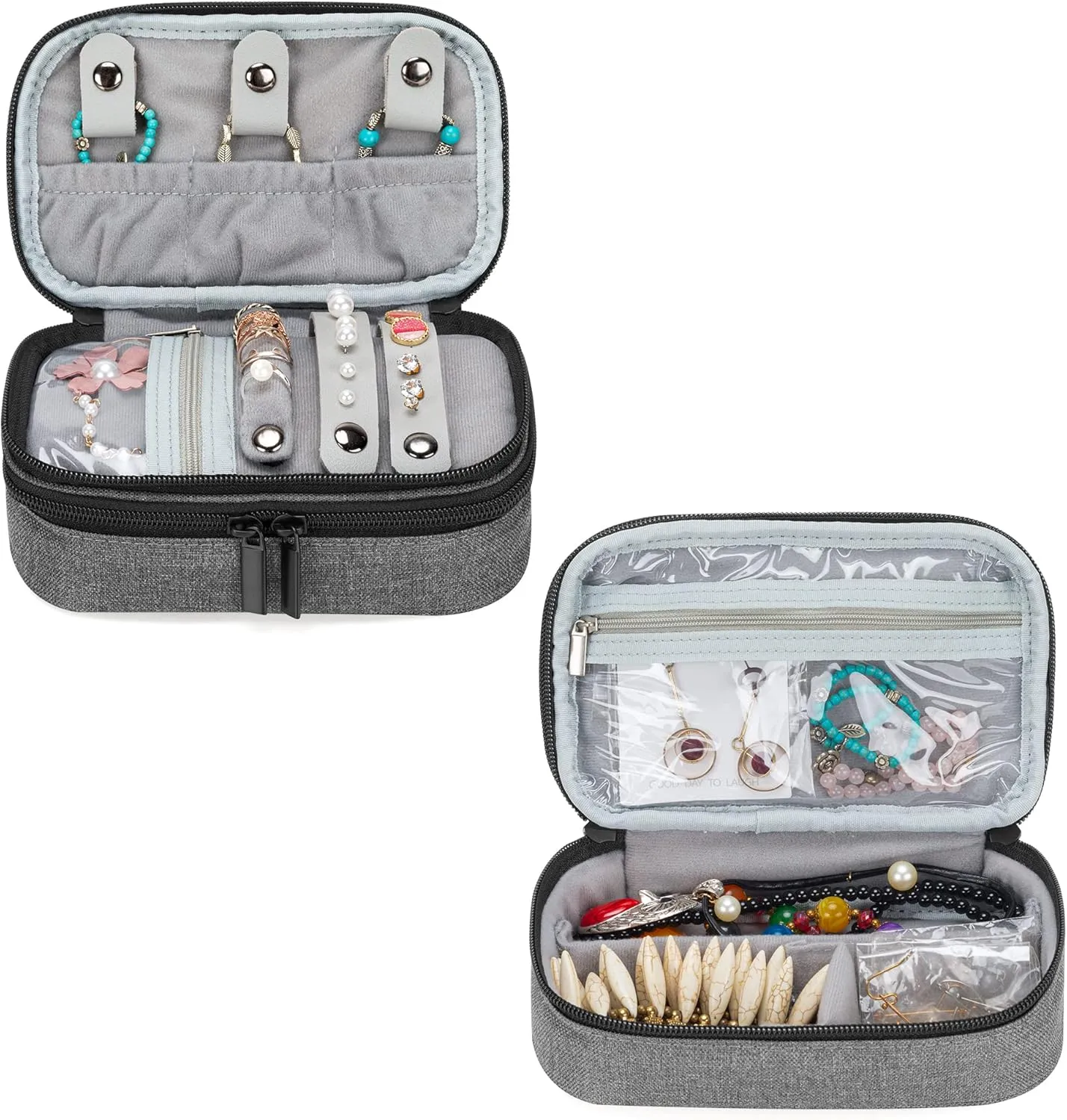 Teamoy Travel Jewelry Case,Small Jewelry Storage Organizer Bag for Womens Necklace, Earrings, Rings and Accessories