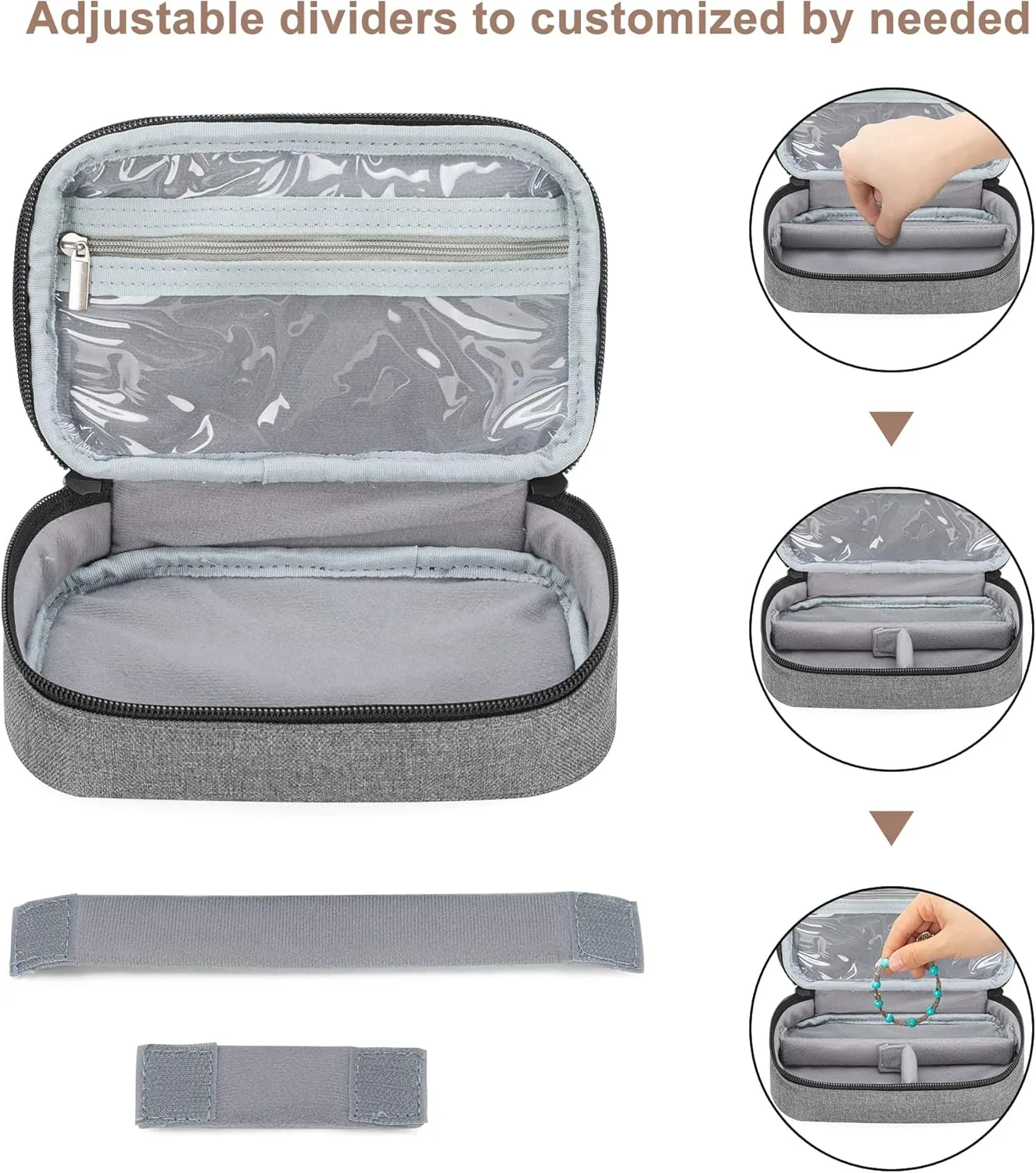 Teamoy Travel Jewelry Case,Small Jewelry Storage Organizer Bag for Womens Necklace, Earrings, Rings and Accessories