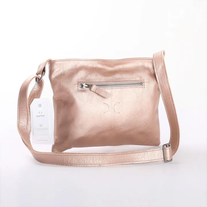 Thandana Mini Messenger Metallic Leather Handbag
