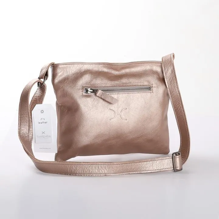 Thandana Mini Messenger Metallic Leather Handbag