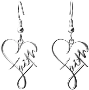 The Positive Christian Faith Earrings - Solid Stainless-Steel Heart - Christian Jewelry for Women - Religious Jewelry Gift