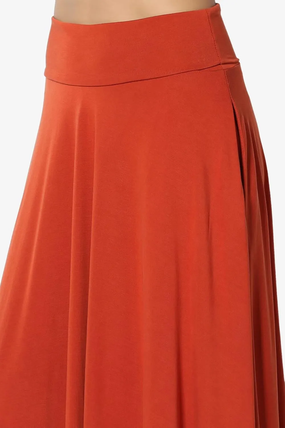 TheMogan Solid or Printed Mesh Overlay Elastic Waist Pleated A-Line Long Maxi Skirt