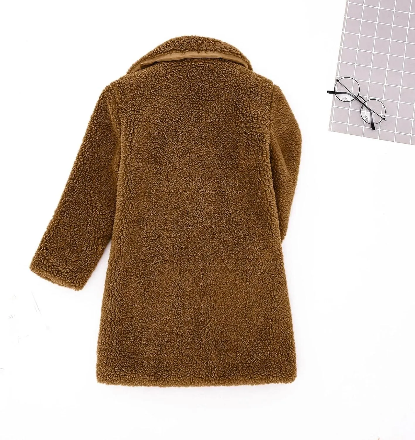 Toddler Baby Girls Coat Winter Fuzzy Fleece Sherpa Jacket Thick Button Down Cardigan Trench Lapel Parka Kids Coats