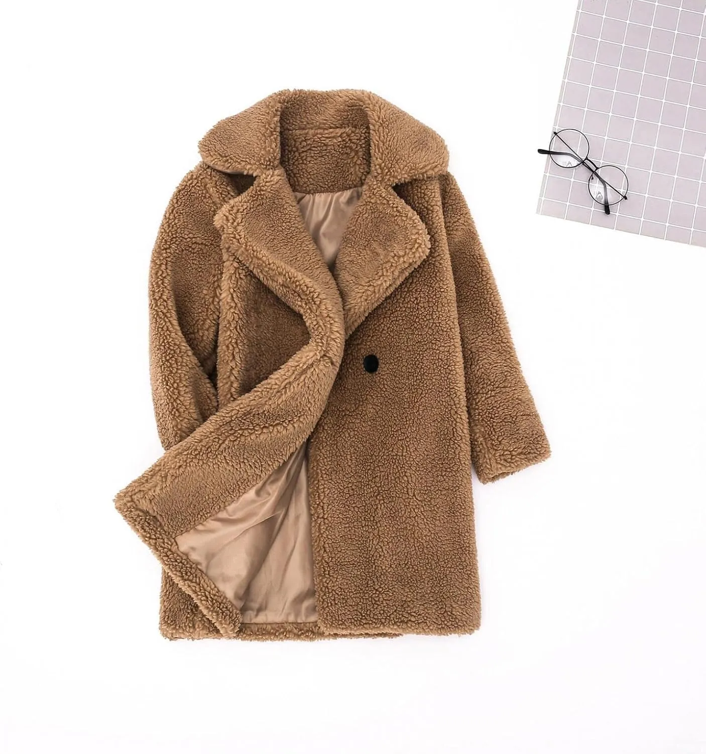 Toddler Baby Girls Coat Winter Fuzzy Fleece Sherpa Jacket Thick Button Down Cardigan Trench Lapel Parka Kids Coats