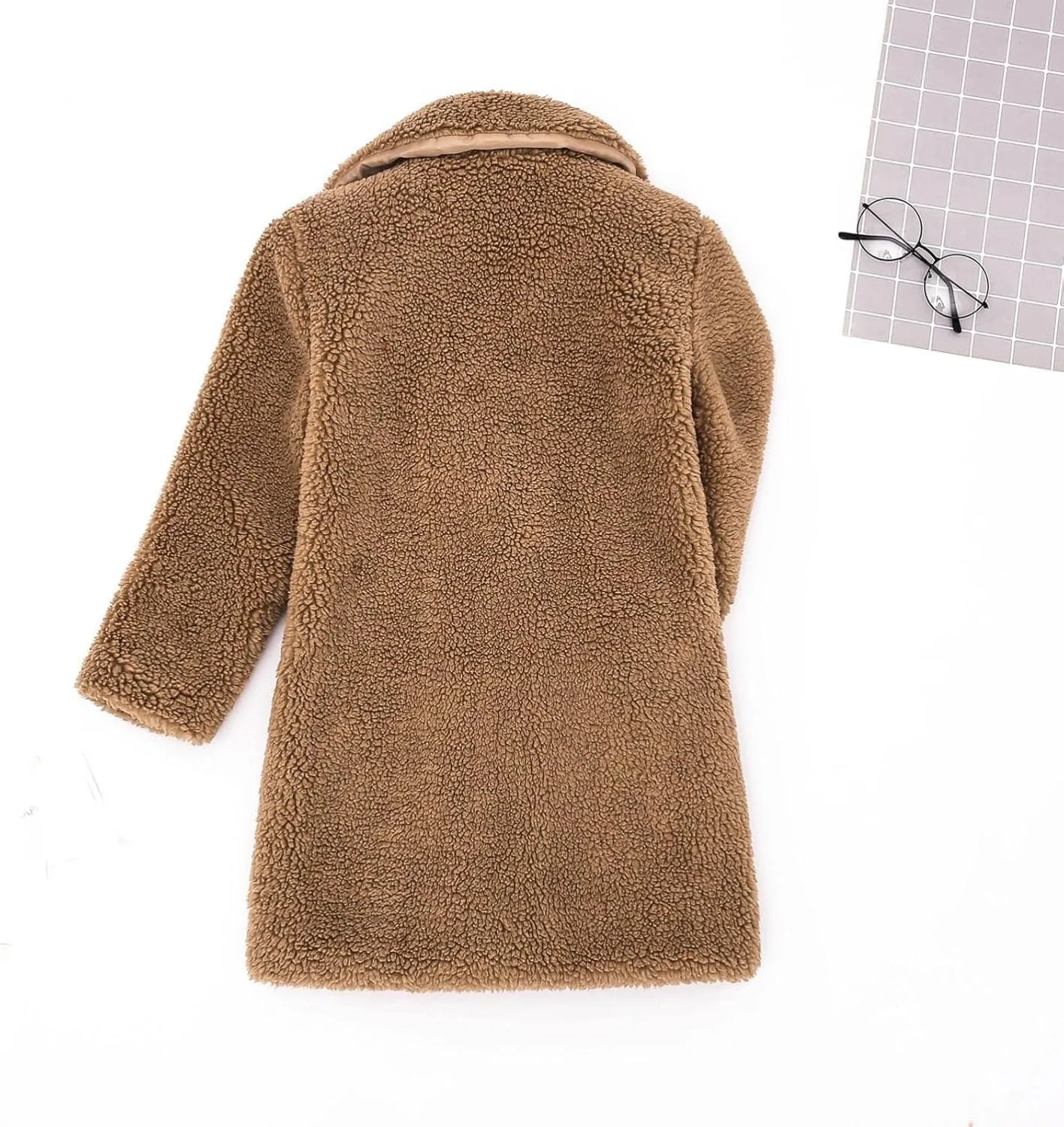 Toddler Baby Girls Coat Winter Fuzzy Fleece Sherpa Jacket Thick Button Down Cardigan Trench Lapel Parka Kids Coats