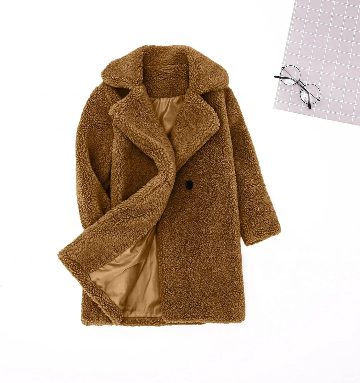 Toddler Baby Girls Coat Winter Fuzzy Fleece Sherpa Jacket Thick Button Down Cardigan Trench Lapel Parka Kids Coats