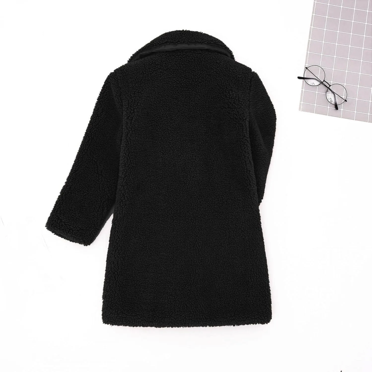 Toddler Baby Girls Coat Winter Fuzzy Fleece Sherpa Jacket Thick Button Down Cardigan Trench Lapel Parka Kids Coats