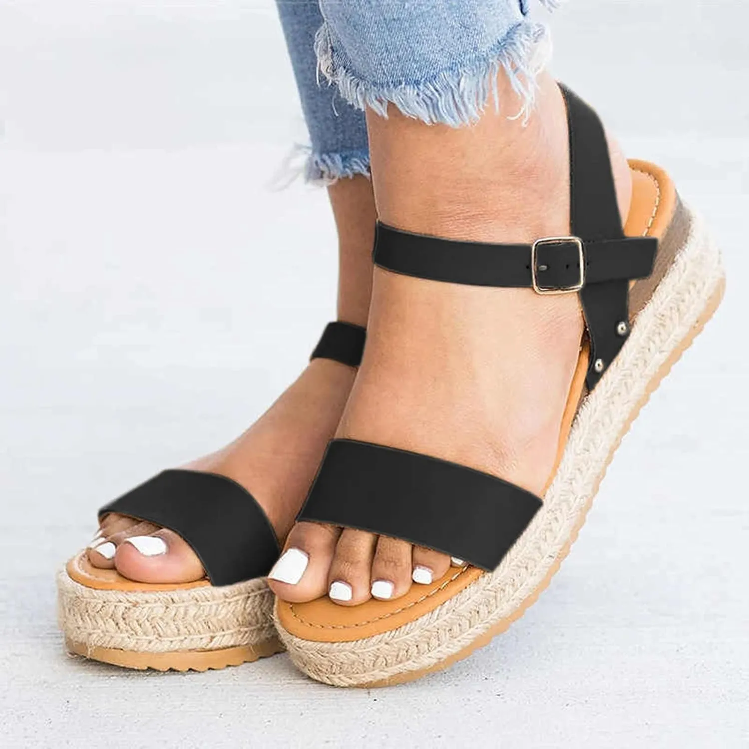 Toe Womens Strap Ladies Open Fashion Casual Platform Wedges Sandals Shoes Women's Water Shoes Arch Support Women