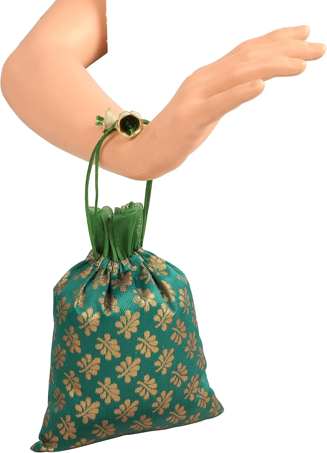 Touchstone Drawstring Bags Traditional Indian Handcrafted in Mimosa leaf Pattern Brocade fabric. Perfect for Gifts Jewelry Weddings Sweet Distribution Set of 20 Vibrant Multicolor Pouches Purses Potli