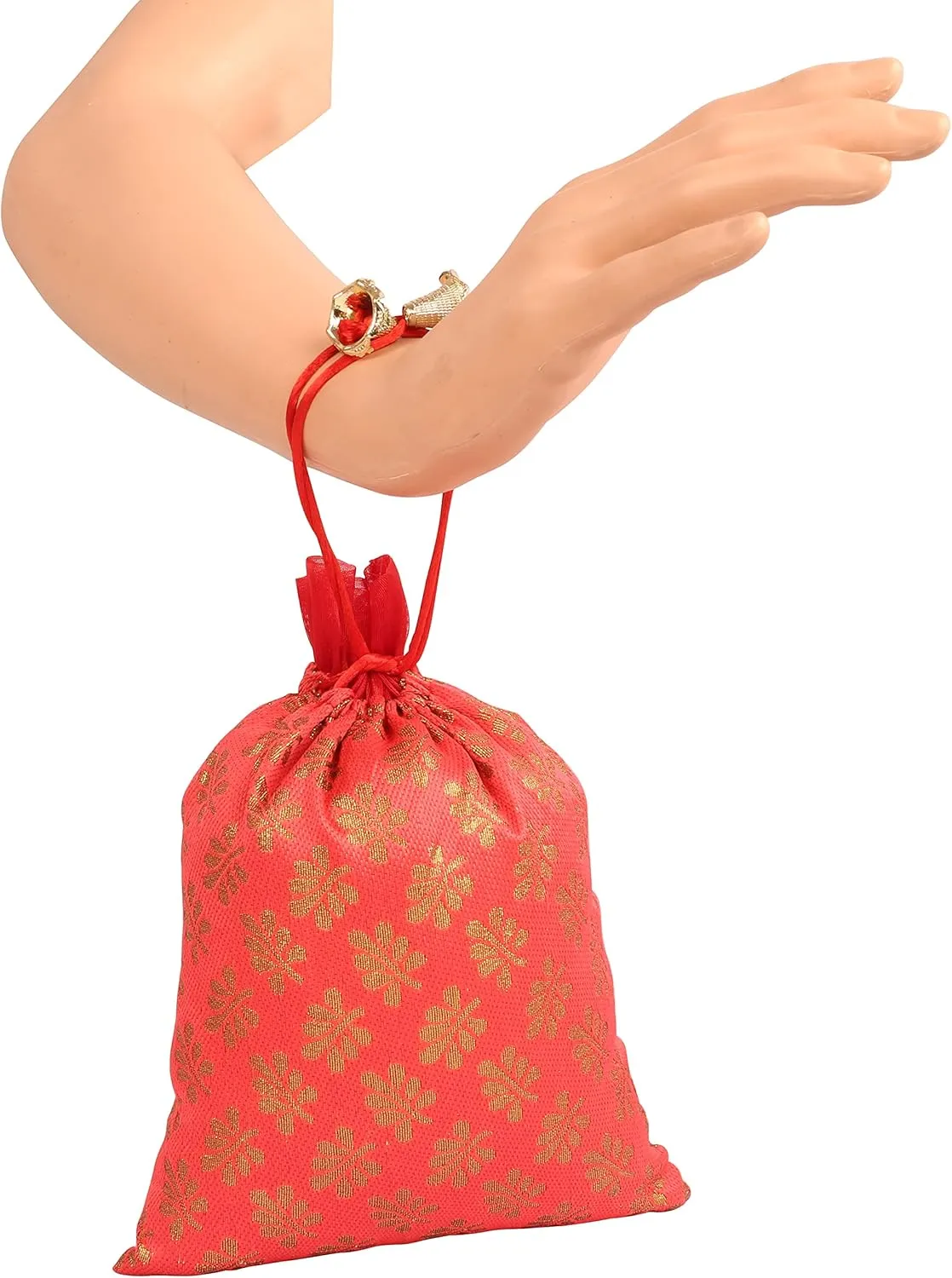Touchstone Drawstring Bags Traditional Indian Handcrafted in Mimosa leaf Pattern Brocade fabric. Perfect for Gifts Jewelry Weddings Sweet Distribution Set of 20 Vibrant Multicolor Pouches Purses Potli