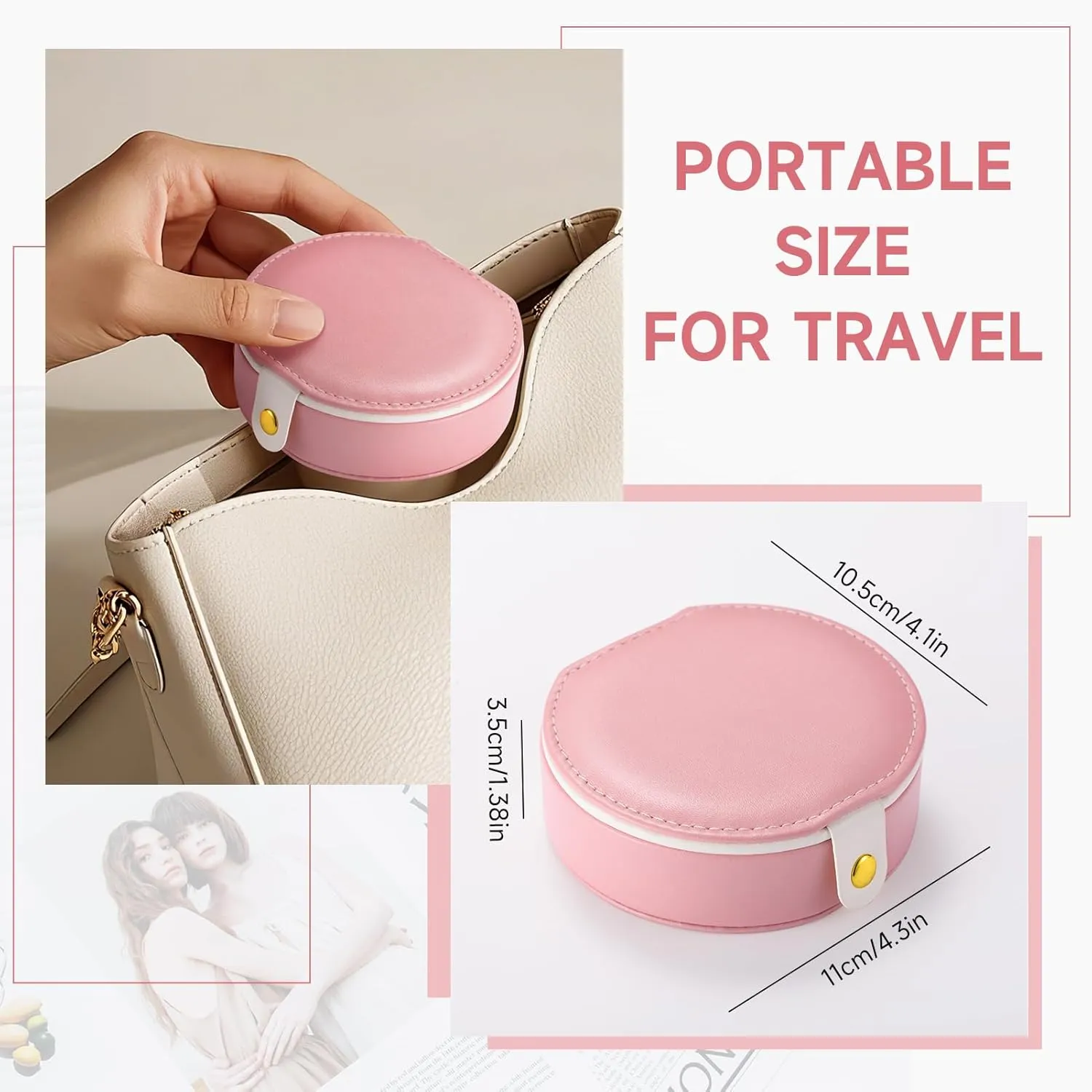 Travel Jewelry Box with Mirror, Personalized Jewelry Box with Birth Flower and Name, Portable Small Travel Jewelry Case, Bridesmaid Gifts Birthday Gifts, Personalized Gifts for Women Girls