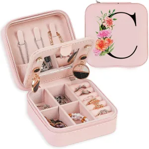 Travel Jewelry Case Jewelry Box, Travel Essentials Accessories for Women, Ring Necklace Earring Jewelry Holder Organizer Box with Mirror, Gifts for Women Girl Mom Grandma Birthday Christmas